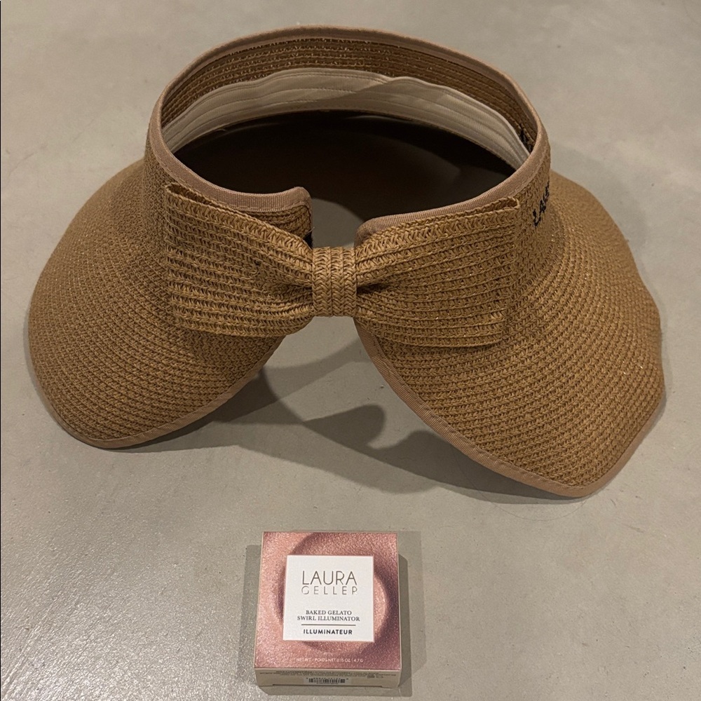 Sale NIB Laura Geller Baked Gelato Swirl Illuminator in Gilded Honey & Sun Visor
